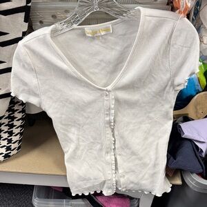 Sugar moon ruffle button top M // 021138